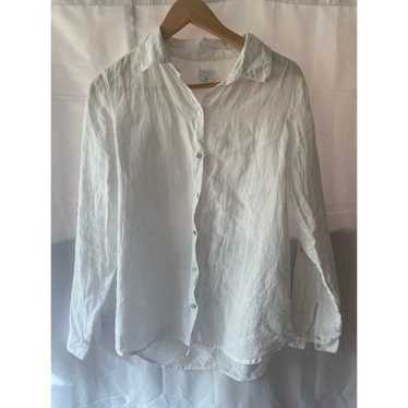 Sigrid Olson White Linen Button Up with Shell But… - image 1
