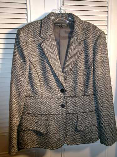 Jacket,Albert Nipon, Herringbone Structured Belte… - image 1