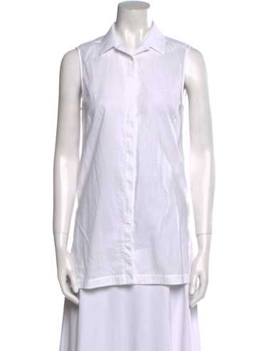 Helmut Lang Button-Up Top Neutrals Sleeveless wit… - image 1