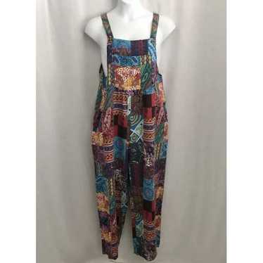 Patchwork Colorful Boho Hippie Overalls Cotton Bl… - image 1