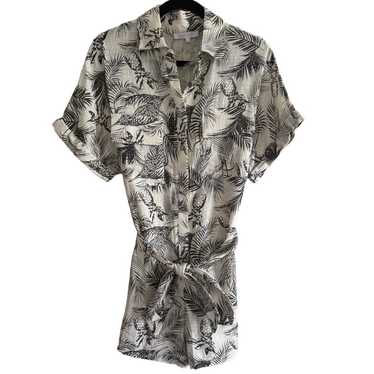 Olivaceous Button Boho Tropical Button Down Rompe… - image 1