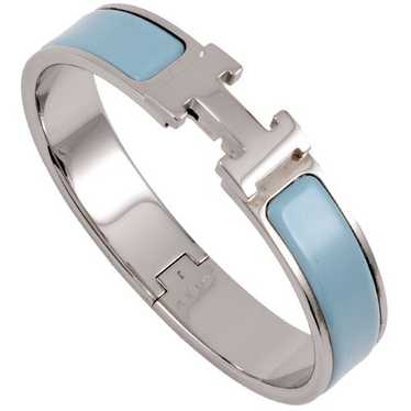HERMES Click-Clack PM Bangle Cuff in Light Blue E… - image 1