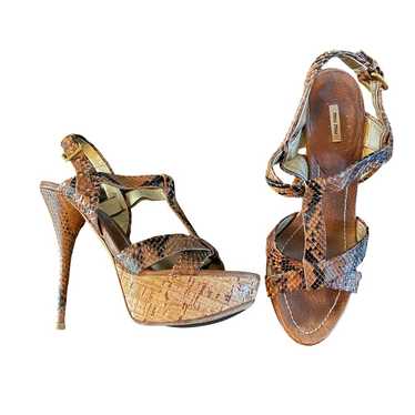 Miu Miu Python Platform Heels, Brown Snakeskin, E… - image 1