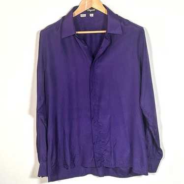 Vintage Elegante Silk Shirt: 1970s Purple Dress S… - image 1