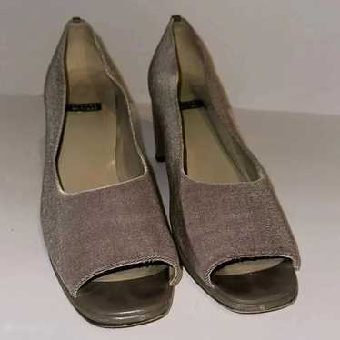 Stuart Weitzman Square Open Toe Textile Textured … - image 1