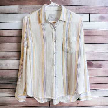Rails Charli Stripe Linen Blend Button Up Blouse - image 1