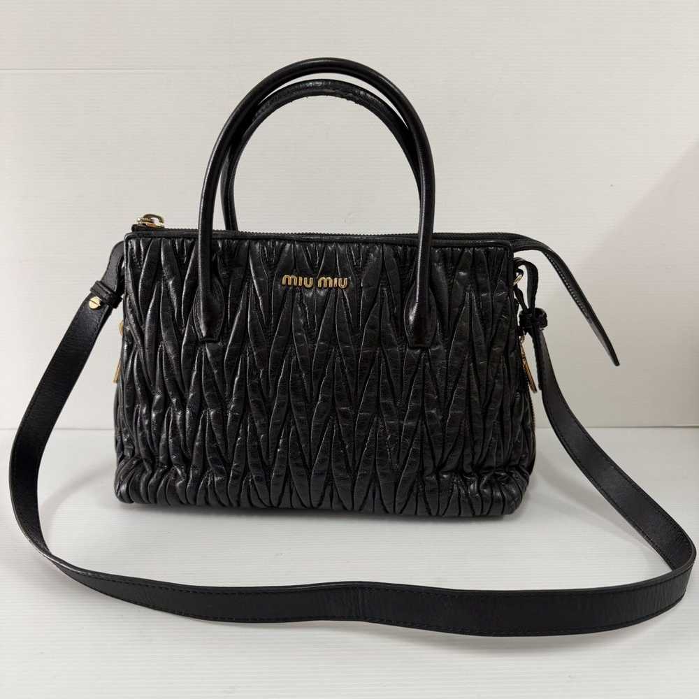 Miu Miu Miu Miu Matelasse Black Leather Two Way B… - image 1