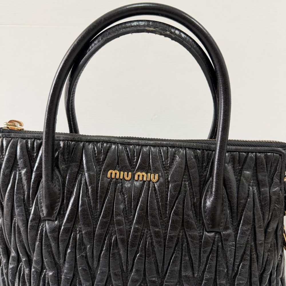 Miu Miu Miu Miu Matelasse Black Leather Two Way B… - image 4