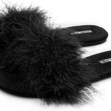 Women's Fuzzy Open Toe Slippers Memory Foam Feath… - image 1
