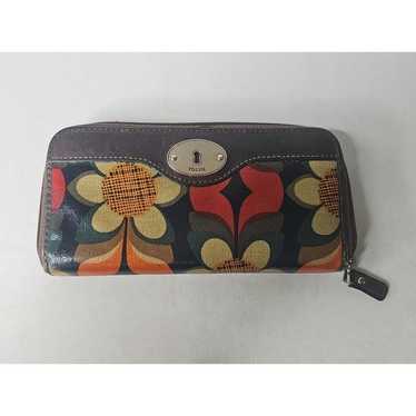 Fossil Keyper Zip Around Wallet Clutch Fall Flowe… - image 1