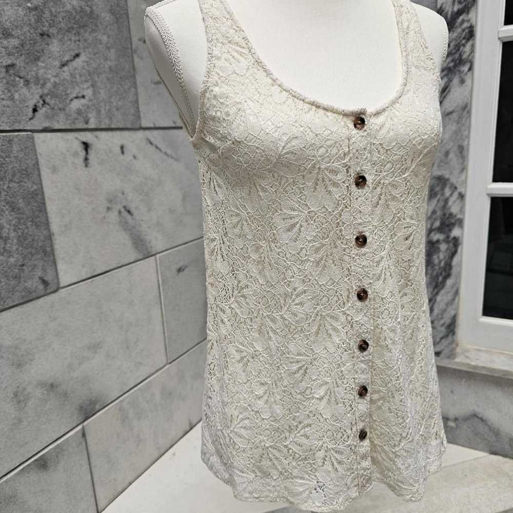 Volcom Volcom Women's Cream Lace Button Front Top - image 3