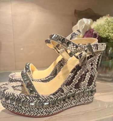 Christian Louboutin Pyraclou Python Pattern Wedge… - image 1