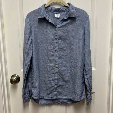 Sigrid Olsen Chambray Linen Button-Down Medium - image 1