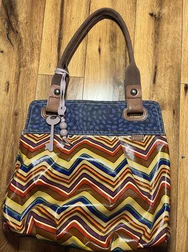 Fossil Key-Per Multi Colored Zig Zag  Chevron Coa… - image 1