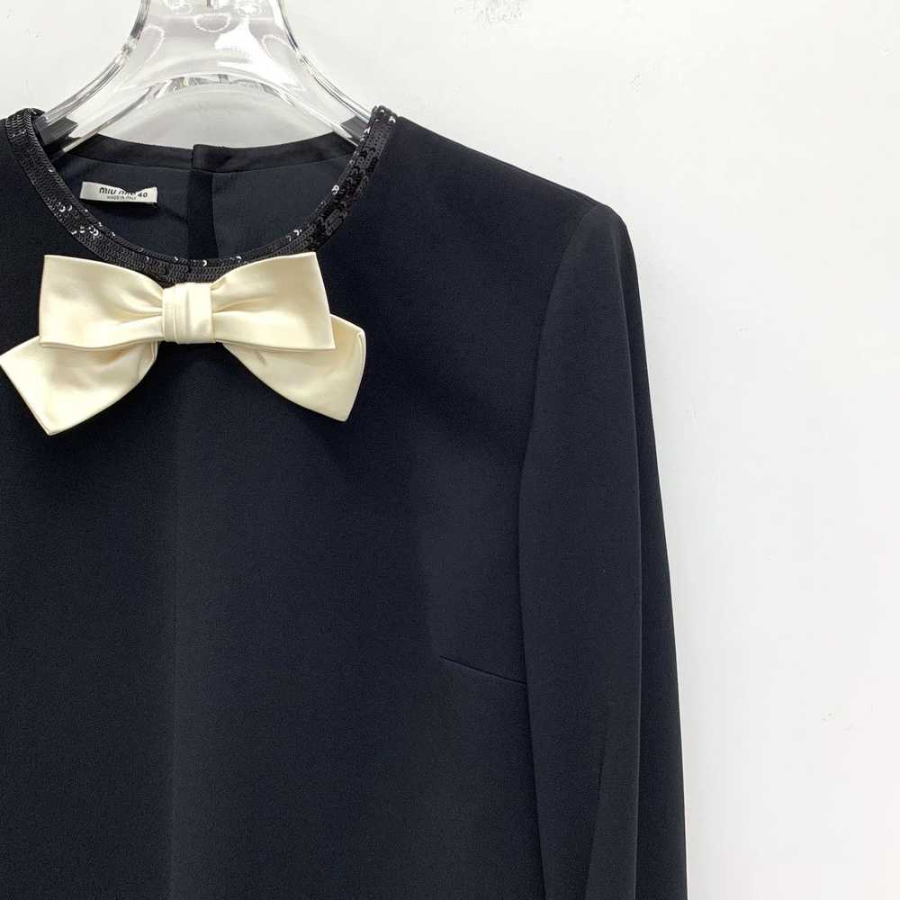 Miu Miu Miu Miu black bow sequin single-breasted … - image 3