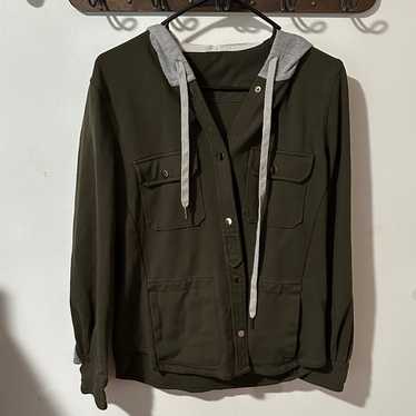 Source Unknown Dark Green Utility Jacket With Gra… - image 1
