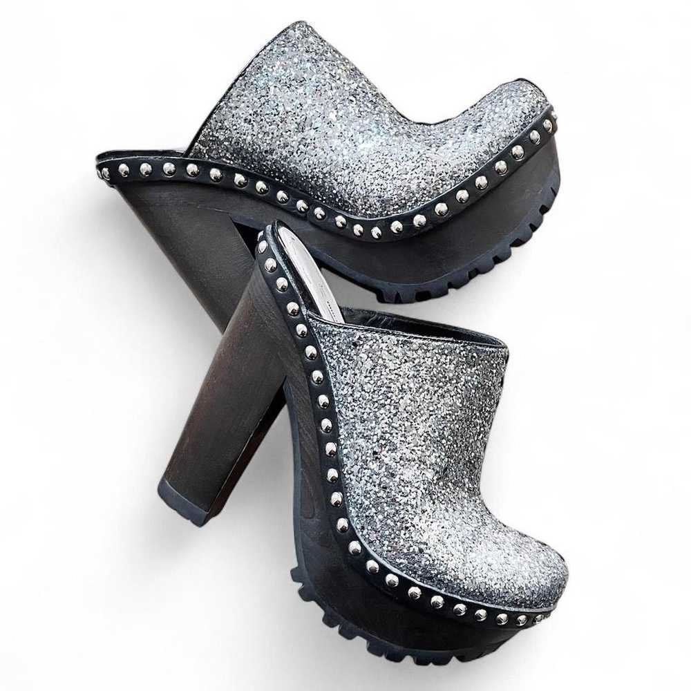 Miu Miu Miu Miu studded glitter platform mules - image 3