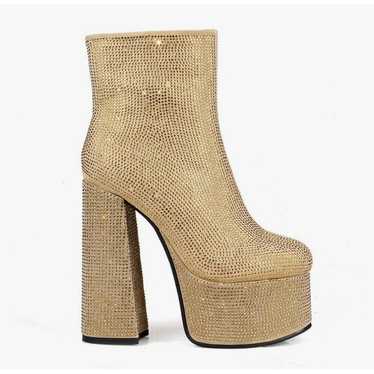 Wtf By Anthony Wang Gold Sparkly Platform Booties… - image 1