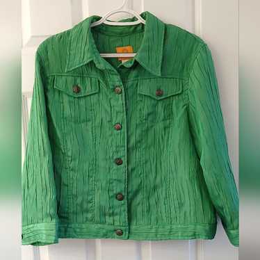 Ruby Rd. Bright Green Textured Button-Up Jacket S… - image 1