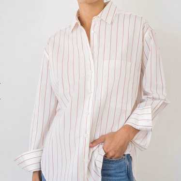 Ayr The Deep End Red/White Button Down Top Size L… - image 1