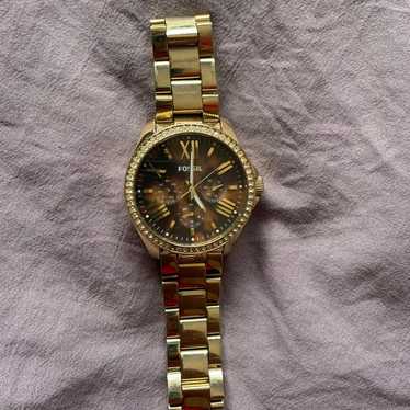 Gold And Tortoise Shell Fossil Watch - image 1