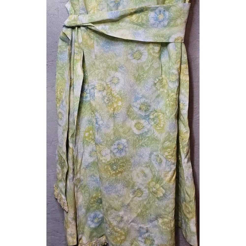 Vintage 60s 70s Floral Yellow Green Dress Mod Hip… - image 3