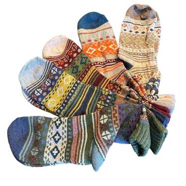 Boho Multicolor Patterned Socks Set Os - image 1