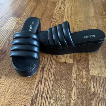 J/Slides Women’s Black Platform Slides Size 7 - image 1