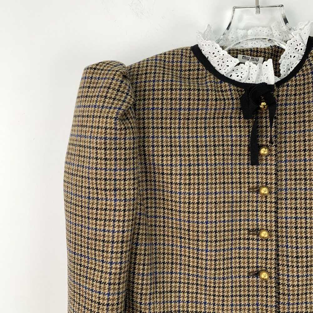 Miu Miu Miu Miu Dark Brown Chambray Wool Lace Jac… - image 3