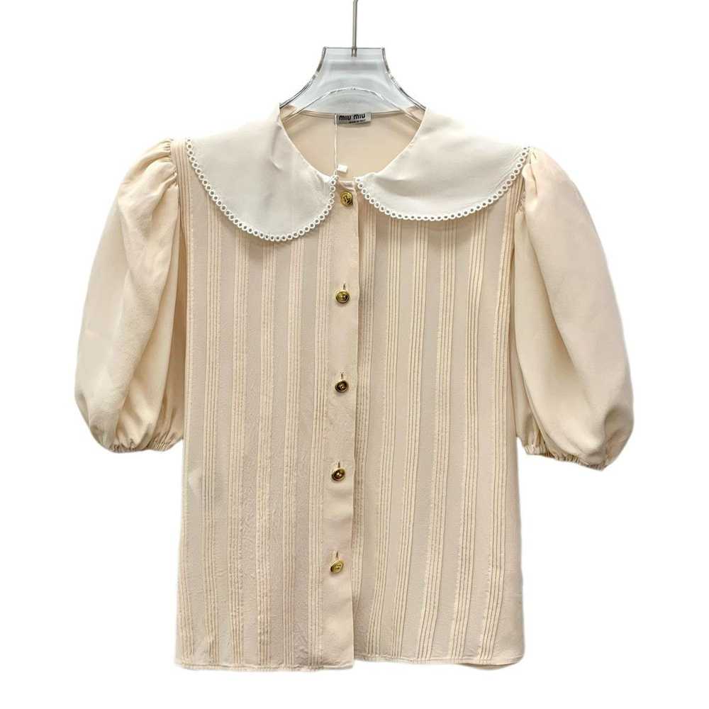 Miu Miu Miu Miu apricot striped doll collar mulbe… - image 1