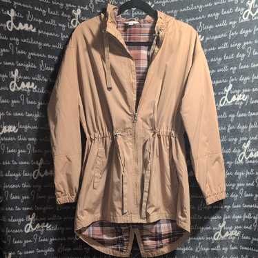 Time And Tru Camel Utility Jacket With Checkered … - image 1