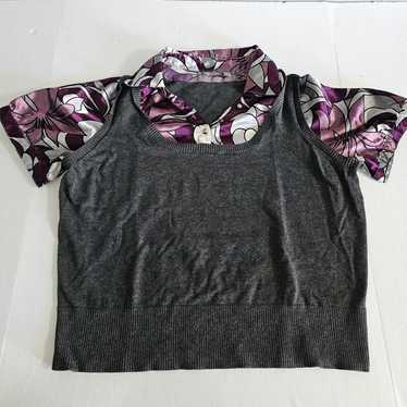 Apt. 9 2X Multicolored 3 Button Blouse Attached G… - image 1