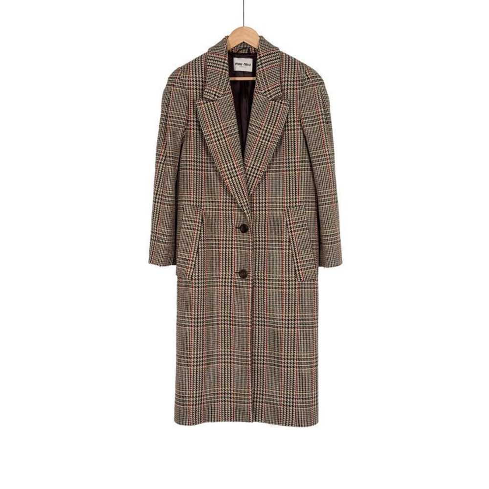 Miu Miu Wool Plush Oversized Check Rust Coat 36 1… - image 3