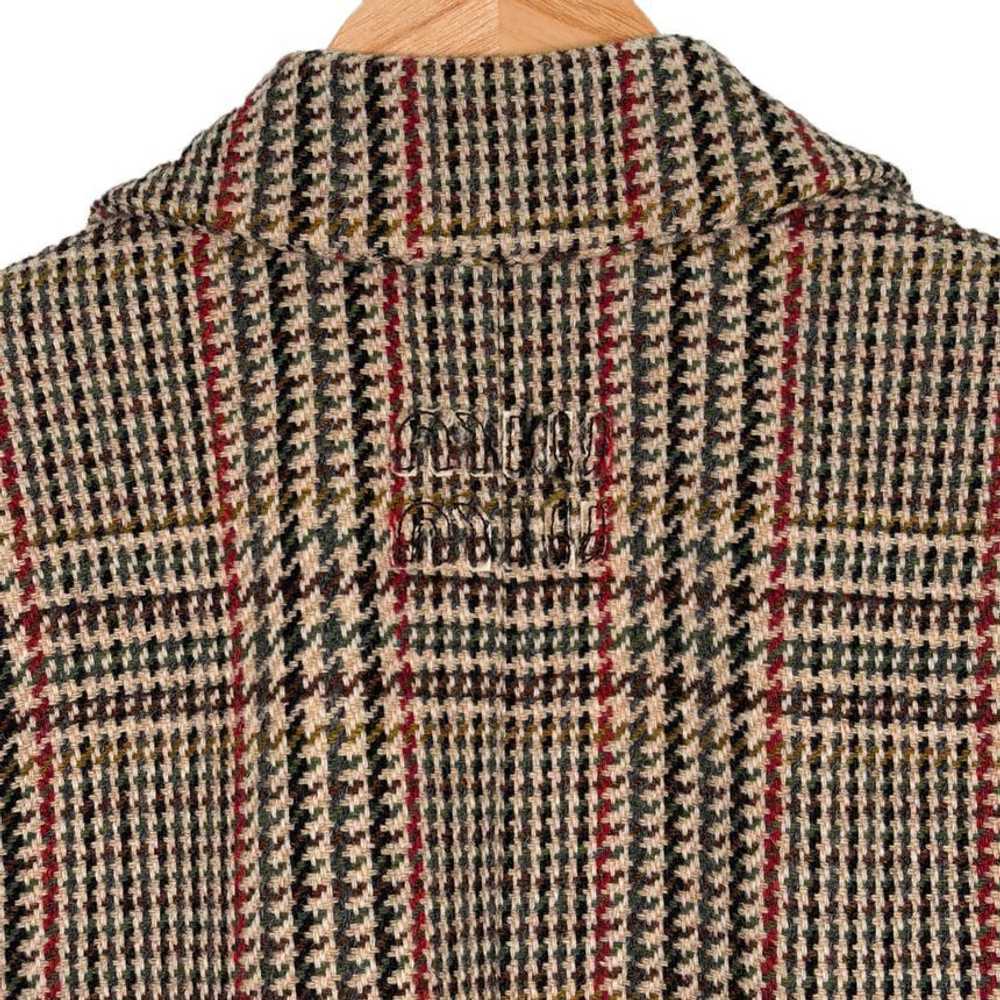 Miu Miu Wool Plush Oversized Check Rust Coat 36 1… - image 9