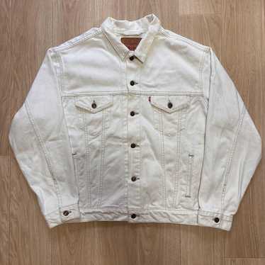 90s Levi's 70507 Off-White Ecru Denim Jacket Made… - image 1