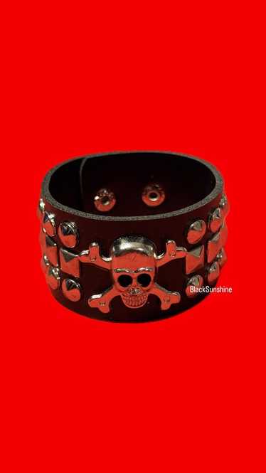 3 Row Pyramid and Rivet Mix Skull Crossbones Faux… - image 1