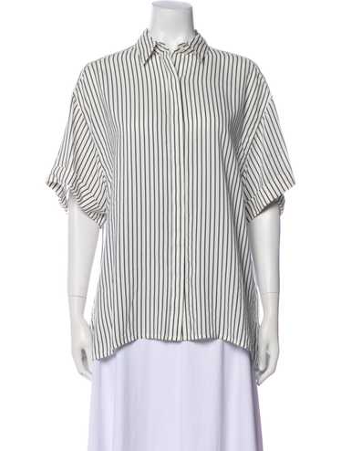 Grey by Jason Wu Button-Up Top Grey & White Strip… - image 1