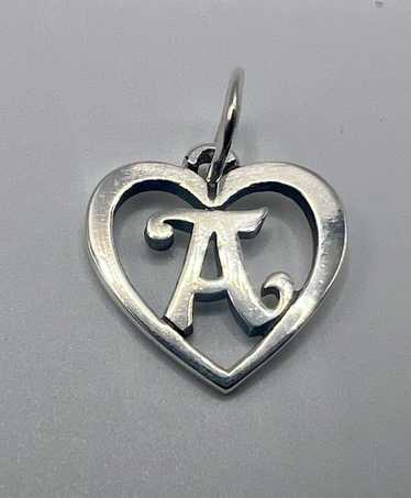 James Avery A Script Initial Heart Shaped Sterlin… - image 1