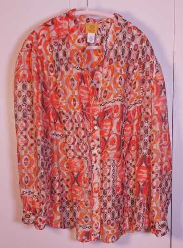 Ruby Rd Burnout Button Front Blouse Jacket Size 2… - image 1