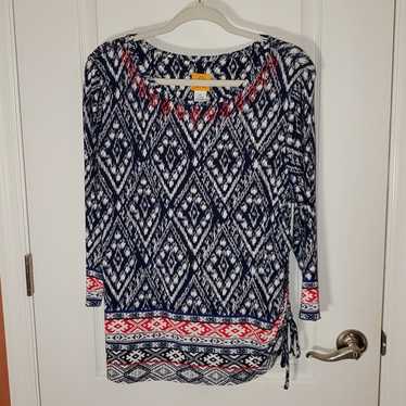 Womens tunic shirt casual  embellished multicolor… - image 1