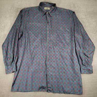 Robert Stock Geometric Patterned Button Up Long S… - image 1