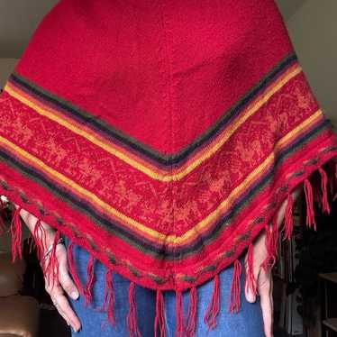 Source Unknown Red Cape With Multicolor Stripes - image 1