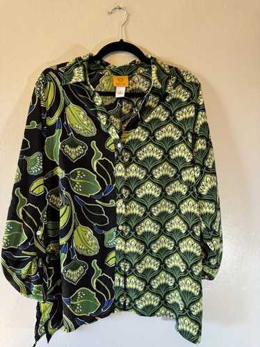 Ruby Rd Double Print Button Up Blouse Size L - image 1