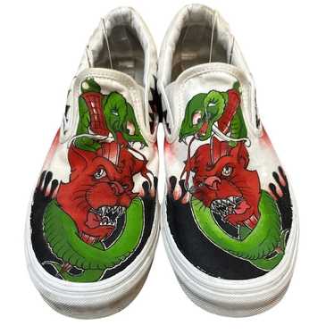 Vans Python Snake Devil Cat? Painted Slip On Snea… - image 1