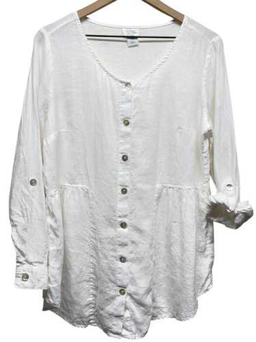 Sigrid Olsen 100% Linen Button Up Tunic Shirt Sz … - image 1
