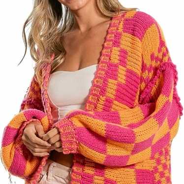 Bibi Size Small Multicolor Open Front Mixed Check… - image 1