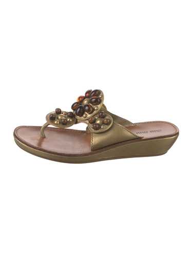 Miu Miu Leather Slides Metallic - image 1