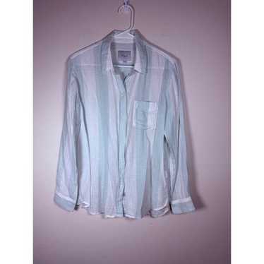 Rails Charli Moss Stripe Linen Blend Button Down … - image 1