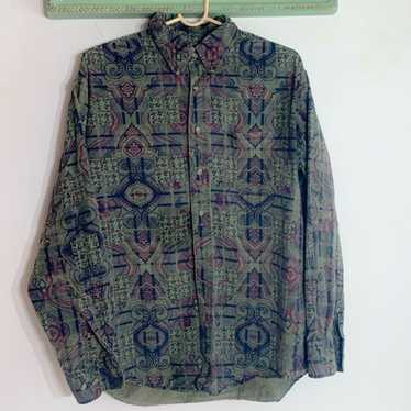 Trader Bay Button Front Mix Print Regal Long Slee… - image 1