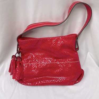 Sondra Roberts Squared Red Python Scales Snakeski… - image 1